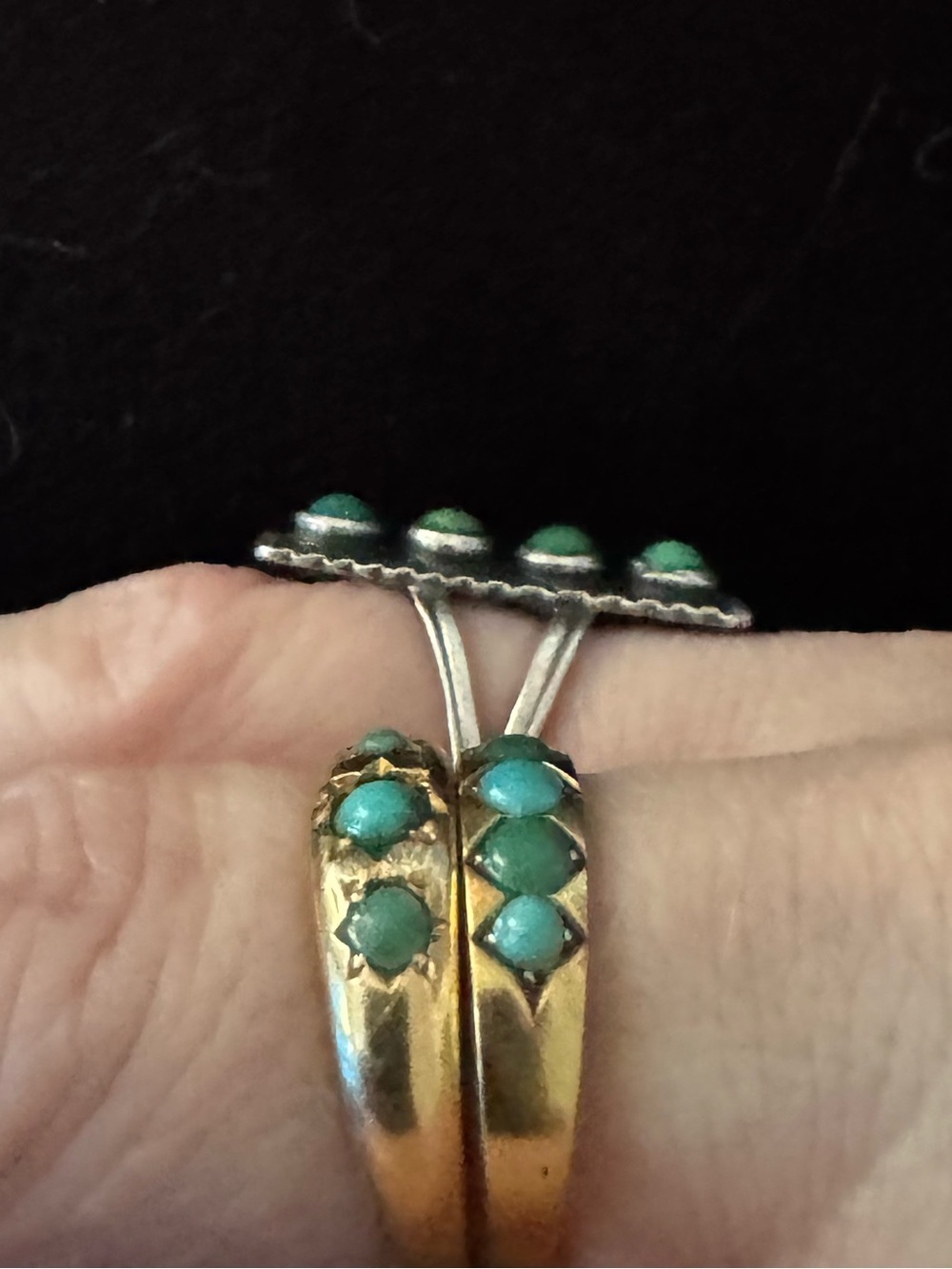 Vintage Native American Turquoise Sterling Silver Ring Size 7 (19) - Picture 7 of 9